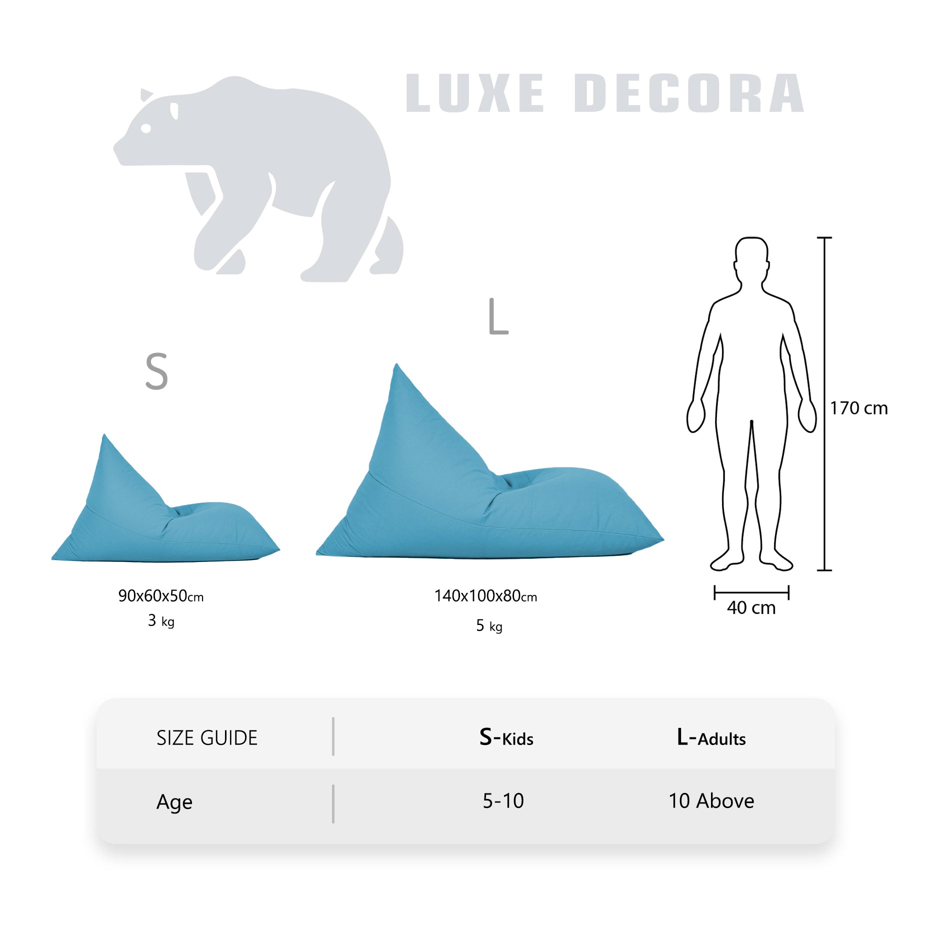 Water Repellent Sack Bag Bean Bag Luxe Decora