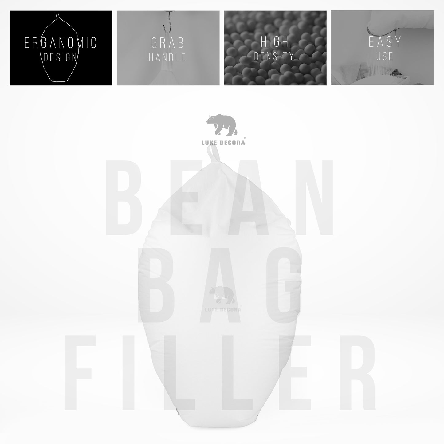 Bean Bag Booster Refill - Polystyrene Beads Filling with Ergonomic Easy-Fill Packaging