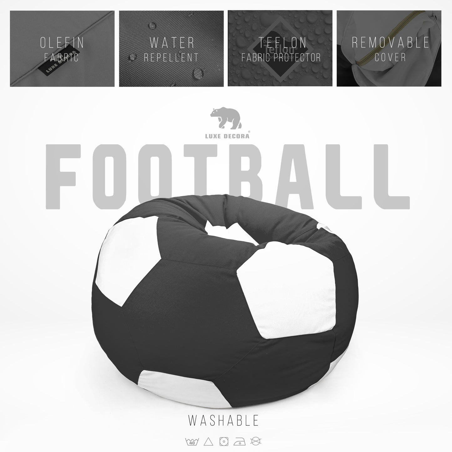 Football Bean Bag - Outdoor Fun Water Repellent Seating