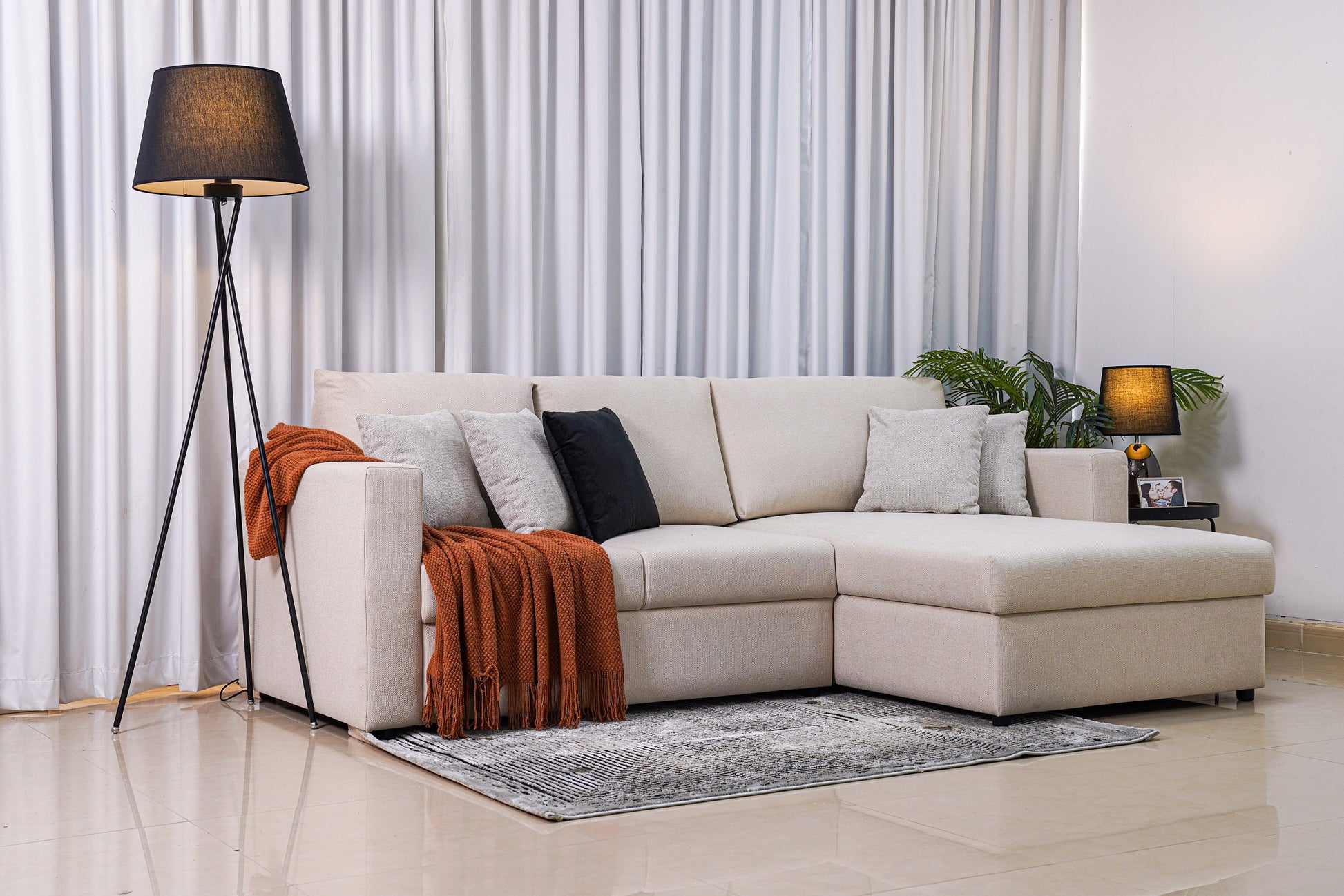 Havre - 3 Seater Sofa With Single Long Seat & Storage Beige Luxe Decora