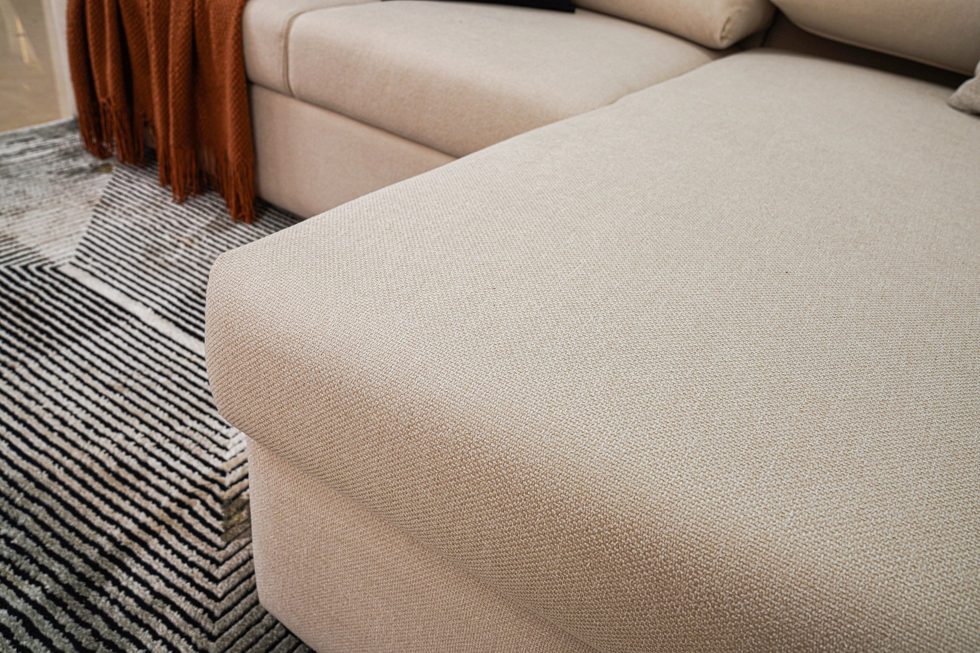 Havre - 3 Seater Sofa With Single Long Seat & Storage Beige Luxe Decora