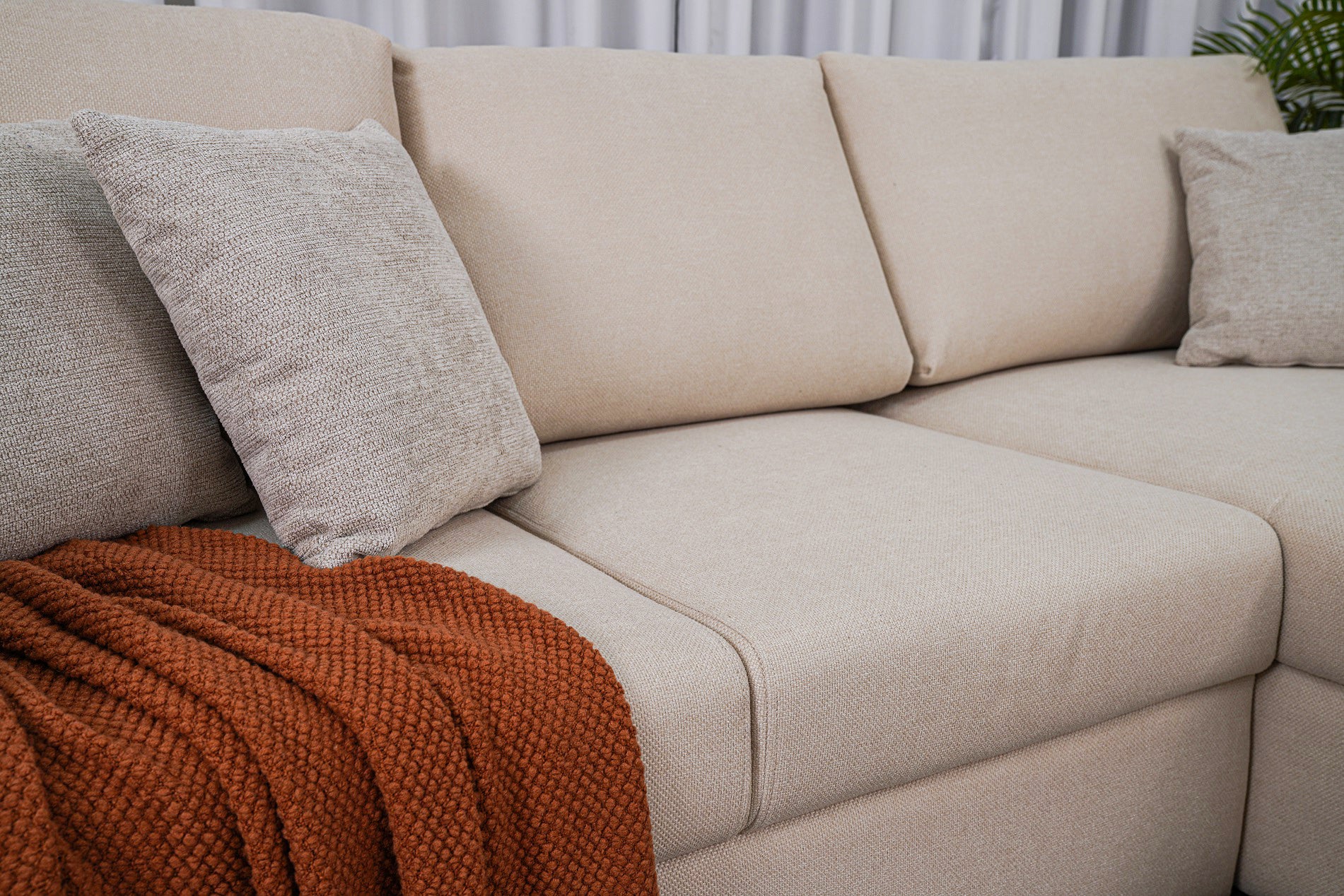 Havre - 3 Seater Sofa With Single Long Seat & Storage Beige Luxe Decora