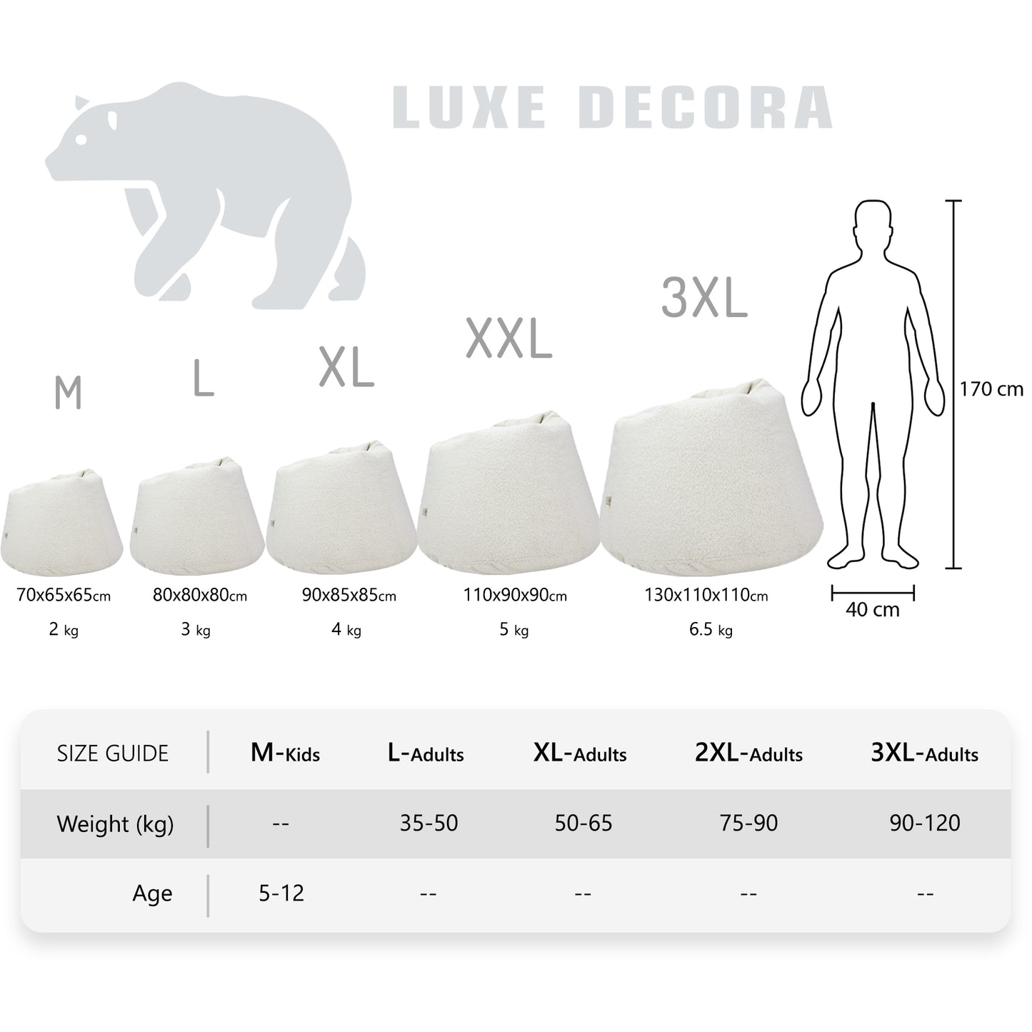 CloudSac - Soft Fluffy Bean Bag Luxe Decora