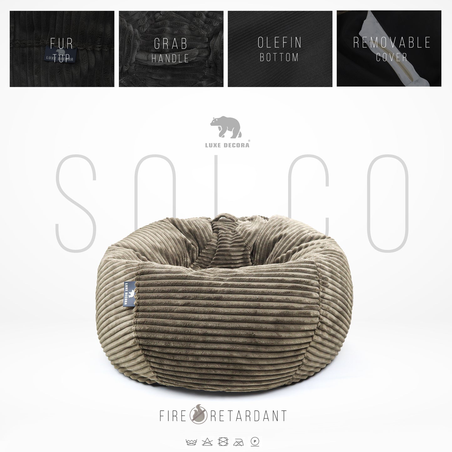 Solco - Channel Fur Bean Bag for Contemporary Comfort