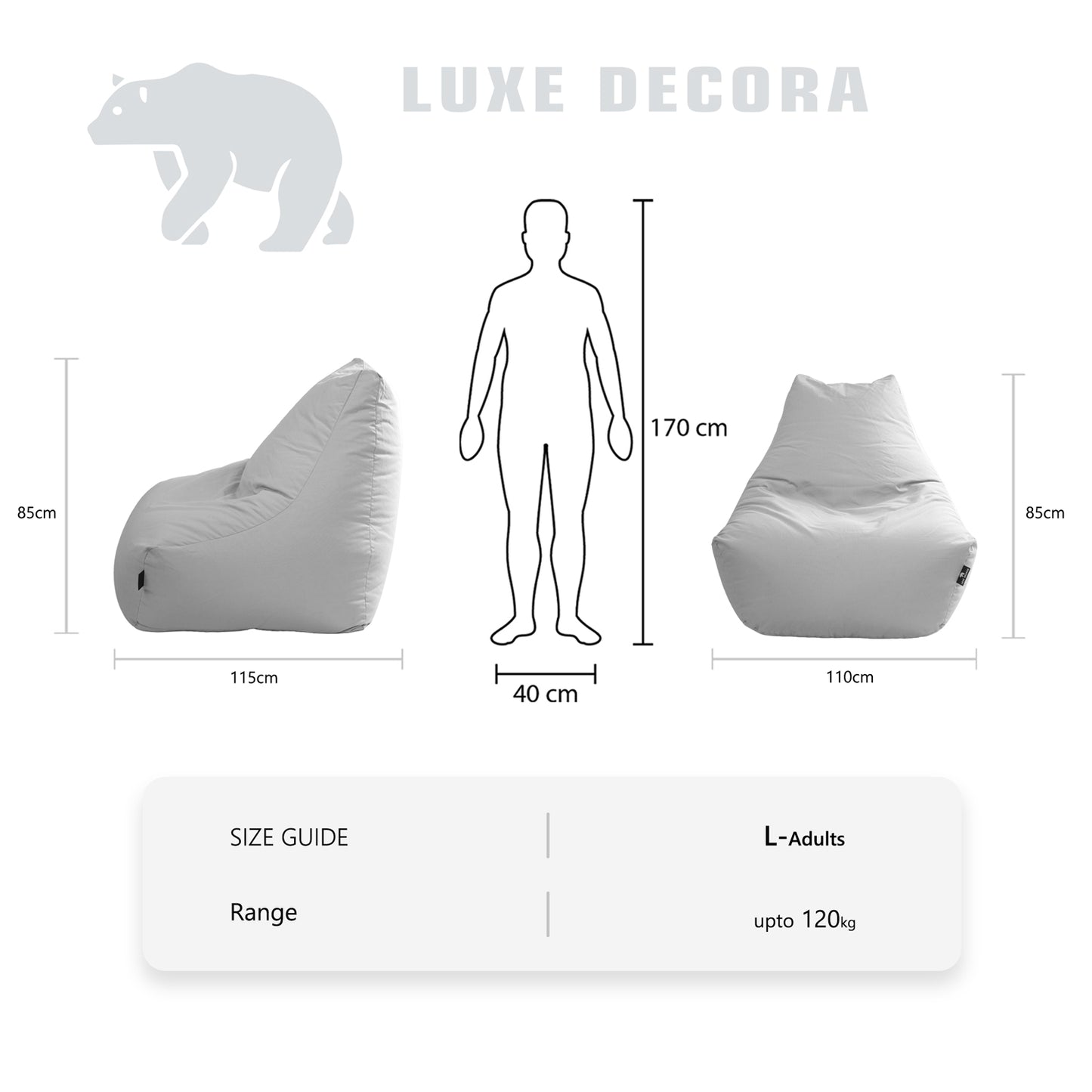 Luxe Decora Cove Bean Bag – Recline Outdoor Lounger