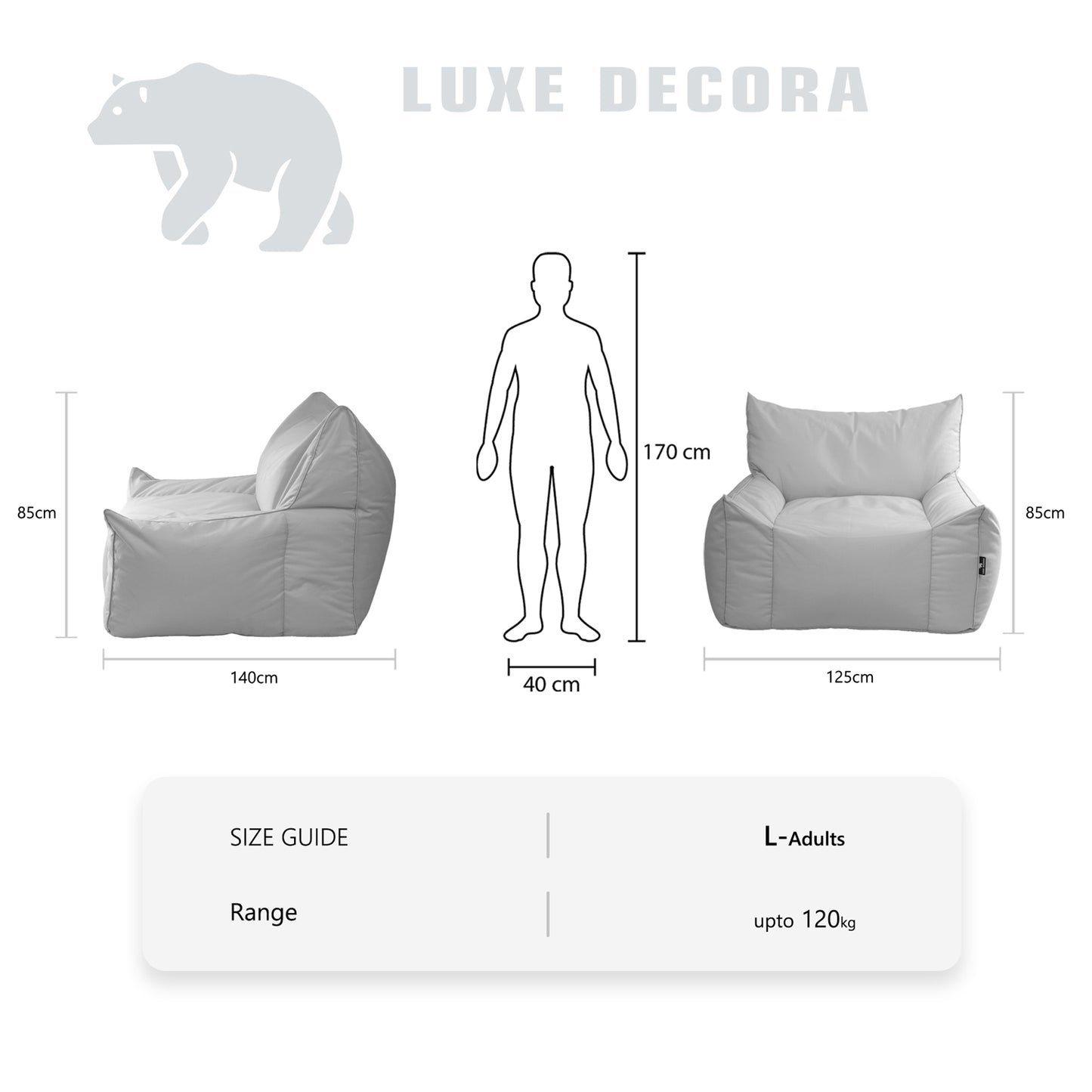Luxe Decora Harmona Bean Bag – Outdoor Sofa Lounger
