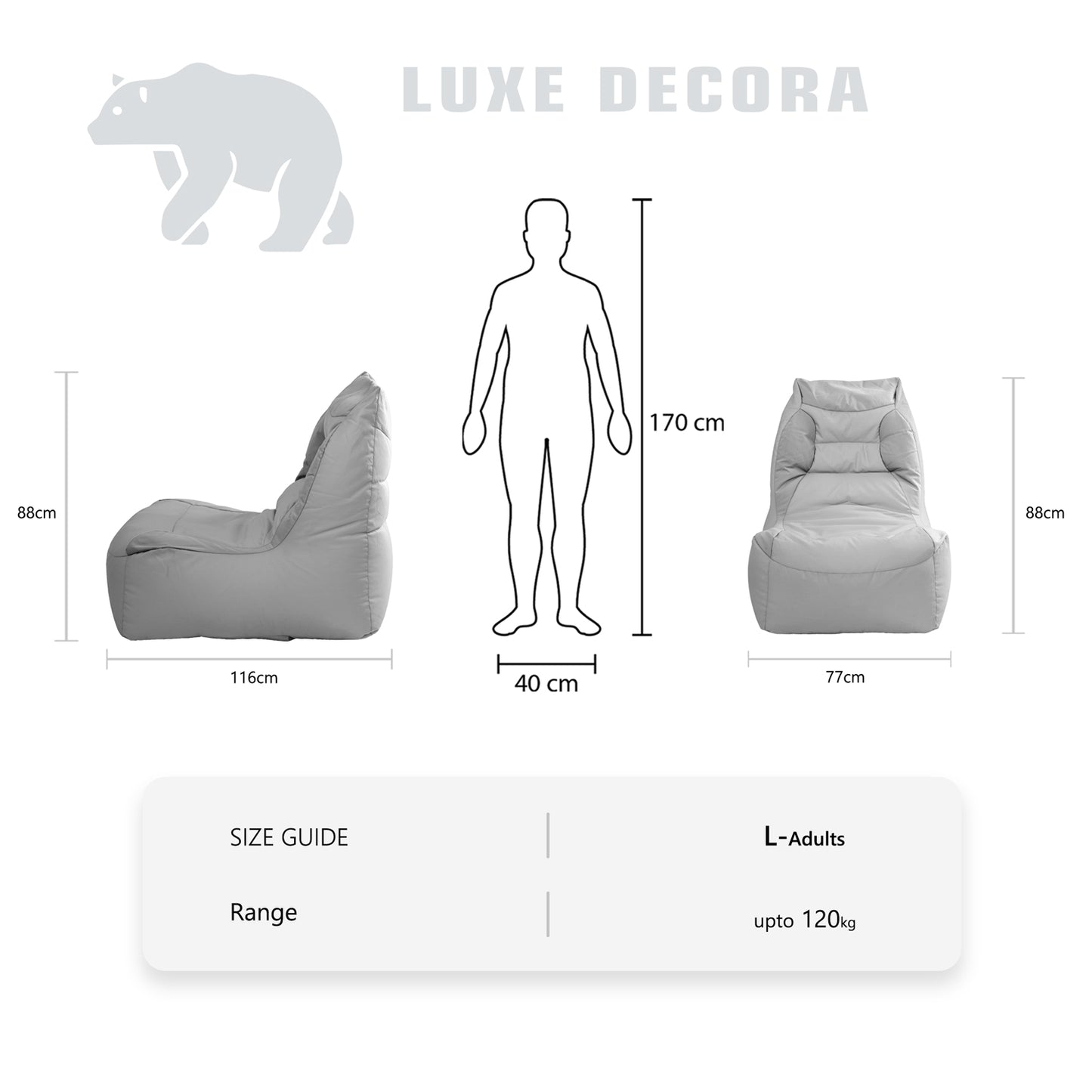 Luxe Decora Solara Bean Bag – Outdoor Gaming Lounger