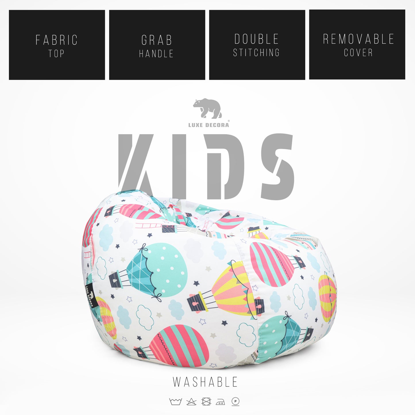 Luxe Decora Kids Collection | Cloud Cruiser - Soft Bean Bag for Your Child's Space